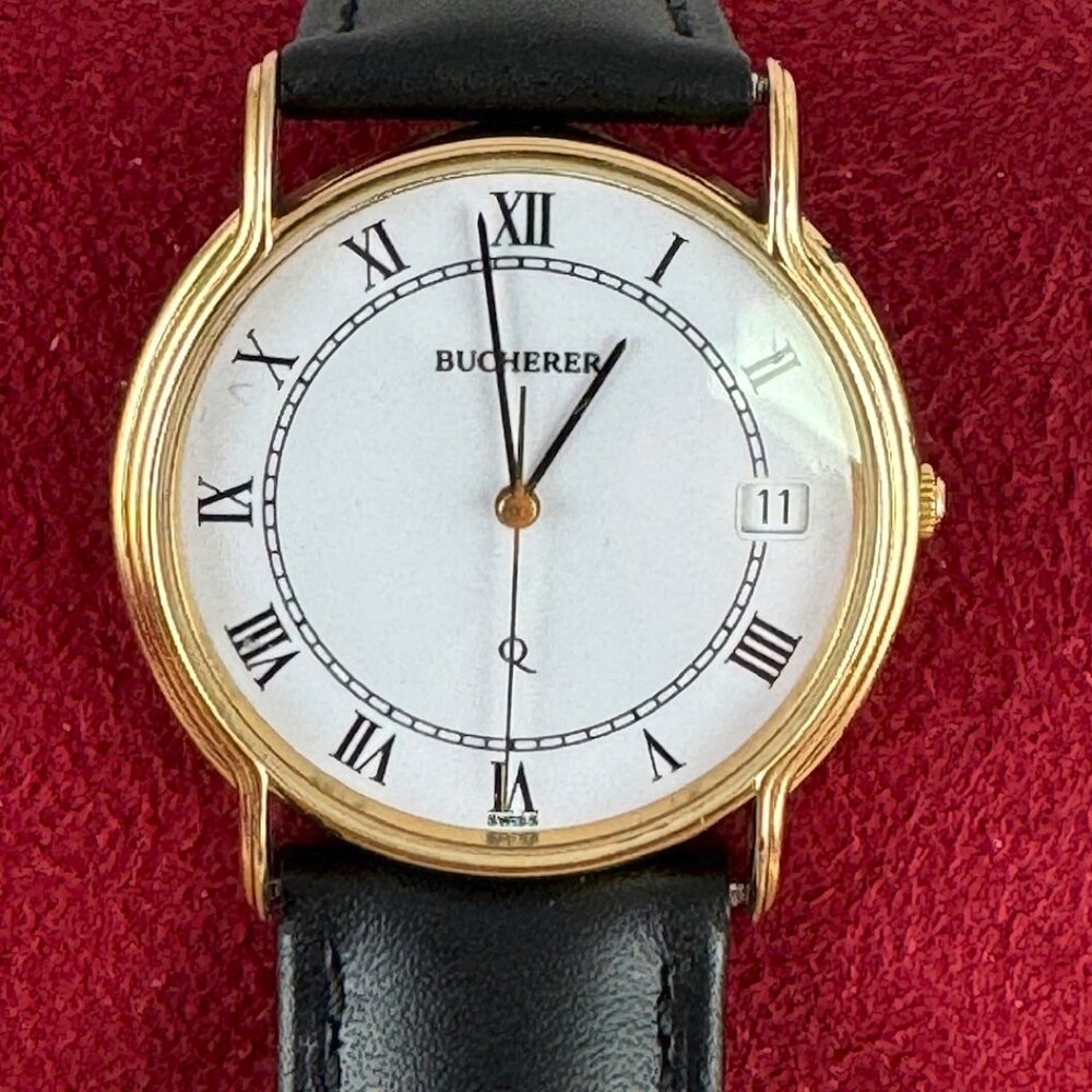 Vintage 1980's Luxury Bucherer Swiss Made 7 Jewels Swiss Quartz Movement Watch